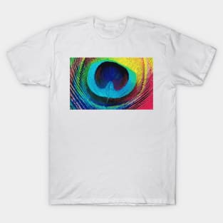 Digital Illustration of a Peacock Feather T-Shirt